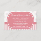  roze strepen Schattige Polka Dot Bow Boutique Visitekaartje (Achterkant)