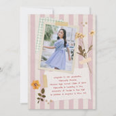 Roze Strepen Scrapbook Stijl Afstuderen Foto Aankondiging (Voorkant)