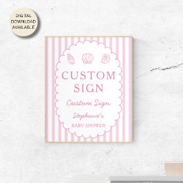 Roze Strepen Shell Baby Shower Aangepast Bord Post Poster