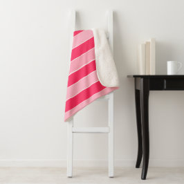 Roze strepen sherpa deken