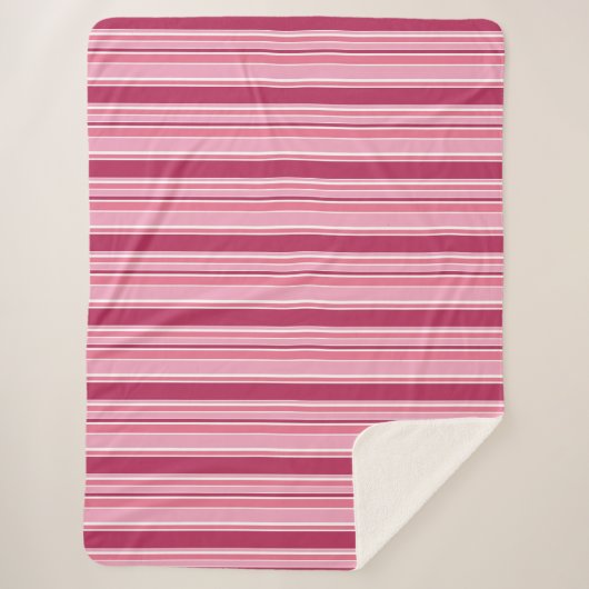 Roze strepen sherpa deken (Voorkant)