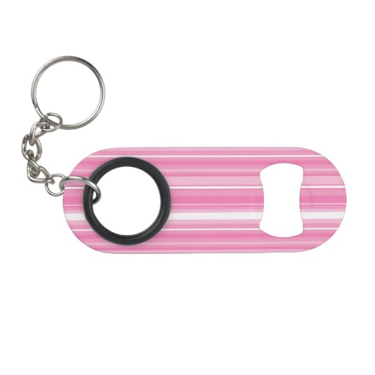 Roze strepen sleutelhanger flessenopener (Voorkant (Horizontaal))