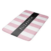 Roze strepen, streeppatroon, lijnen, Jouw naam Badmat (Gekanteld)