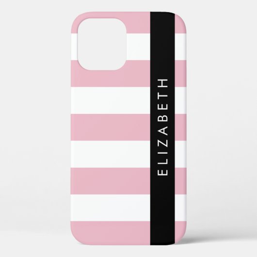Roze strepen, streeppatroon, lijnen, Jouw naam Case-Mate iPhone Case (Achterkant)