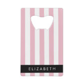Roze strepen, streeppatroon, lijnen, Jouw naam Creditkaart Flessenopener (Voorkant)