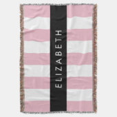 Roze strepen, streeppatroon, lijnen, Jouw naam Deken (Voorkant Verticaal)