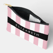 Roze strepen, streeppatroon, lijnen, Jouw naam Etui (Open)