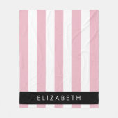 Roze strepen, streeppatroon, lijnen, Jouw naam Fleece Deken (Voorkant)
