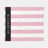 Roze strepen, streeppatroon, lijnen, Jouw naam Fleece Deken (Voorkant (Horizontaal))