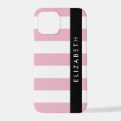 Roze strepen, streeppatroon, lijnen, Jouw naam iPhone Hoesje (Achterkant)