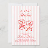 Roze strepen Tini beetje ouder verjaardagsfeestje Kaart (Voorkant)