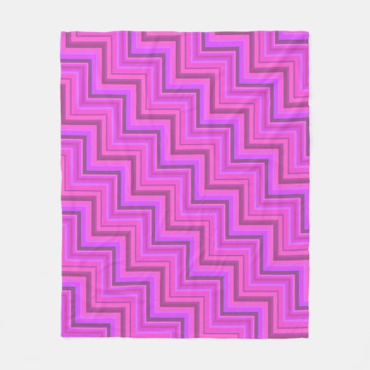 Roze strepen trappenpatroon fleece deken (Voorkant)