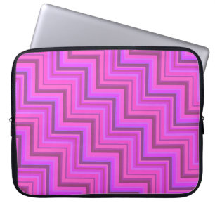 Roze strepen trappenpatroon laptop sleeve