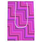 Roze strepen trappenpatroon medium cadeauzakje (Achterkant)