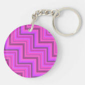 Roze strepen trappenpatroon sleutelhanger (Achterkant)