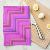 Roze strepen trappenpatroon theedoek (Quarter Fold)