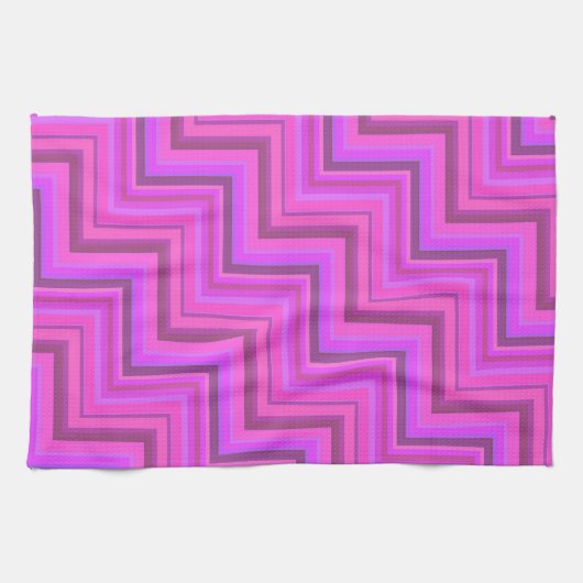 Roze strepen trappenpatroon theedoek (Horizontaal)