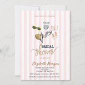 Roze Strepen Tropisch Strand Vrijgezellenfeest Kaart (Voorkant)