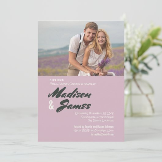 Roze strepen | Uitnodigingen voor paren schotelen (Staand voorkant)