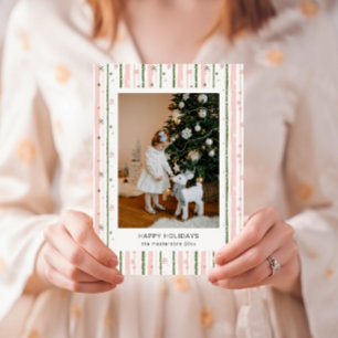 Roze Strepen Vakantiebehang Foto Kerstkaart