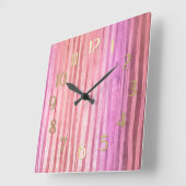 Roze strepen vierkante klok (Hoek)