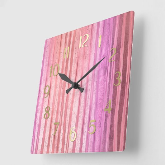 Roze strepen vierkante klok (Hoek)