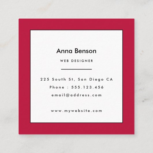 Roze strepen vierkante visitekaartje (Achterkant)