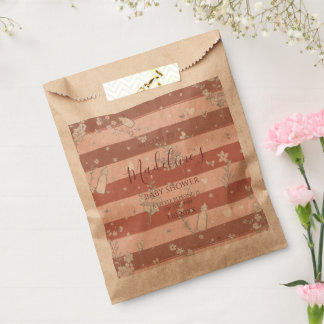 Roze strepen vintage bloemen meisje baby shower bedankzakje