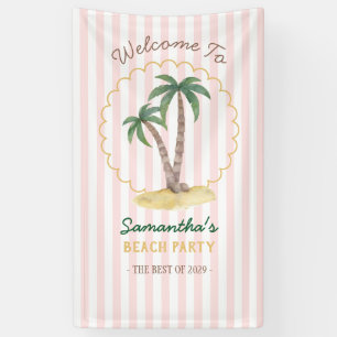 Roze Strepen Vintage Palm Beach Bachelorette Spandoek