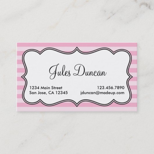 Roze strepen visitekaartje (Voorkant)