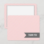 Roze strepen vlakke Dank je wel Kaart (Voorkant / Achterkant)
