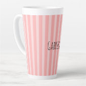 Roze Strepen Vrouwelijke Verjaardag Latte Mok (Linkerhoek)