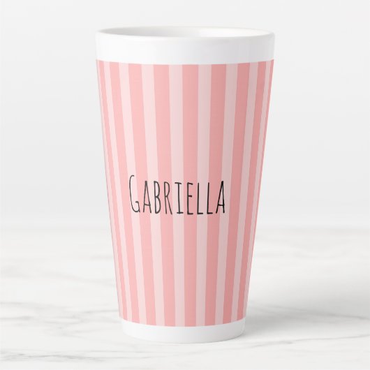 Roze Strepen Vrouwelijke Verjaardag Latte Mok (Voorkant)