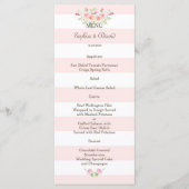 Roze Strepen Watercolor Bloemen Trouwmenu Menu (Voorkant)