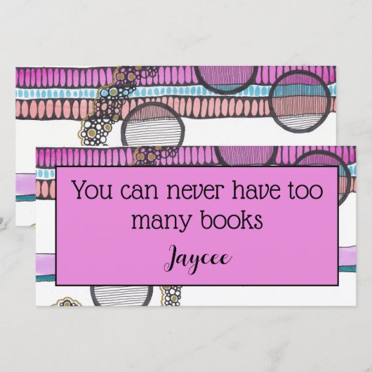 Roze strepen watercolour bladwijzer bedankkaart (Voorkant / Achterkant)