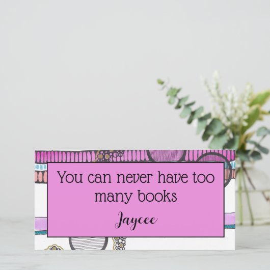 Roze strepen watercolour bladwijzer bedankkaart (Staand voorkant)