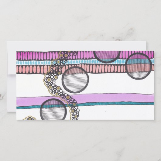 Roze strepen watercolour bladwijzer bedankkaart (Achterkant)