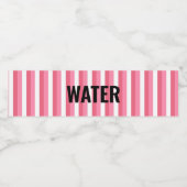 Roze Strepen Waterfles Etiket (Enkel label)