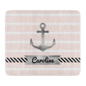  Roze Strepen Waterverf Anker Custom Snijplank (Voorkant)