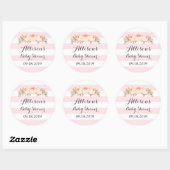Roze Strepen Waterverf Bloemen Baby shower Label (Vel)