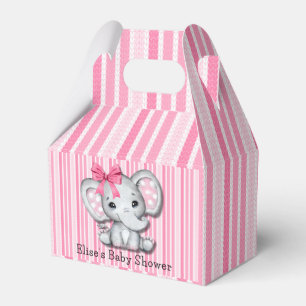 Roze Strepen Waterverf Olifant Meisje Baby shower Bedankdoosjes