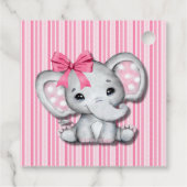 Roze Strepen Waterverf Olifant Meisje Baby shower Bedankjes Labels (Achterkant)