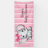 Roze Strepen Waterverf Olifant Meisje Baby shower Spandoek (Verticaal)