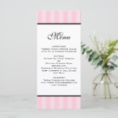 Roze Strepen Wedding Menu (Staand voorkant)