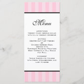 Roze Strepen Wedding Menu (Voorkant)
