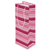 Roze strepen wijn cadeautas (Achterkant Gekanteld)