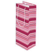 Roze strepen wijn cadeautas (Voorkant Gekanteld)