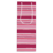 Roze strepen wijn cadeautas (Voorkant)