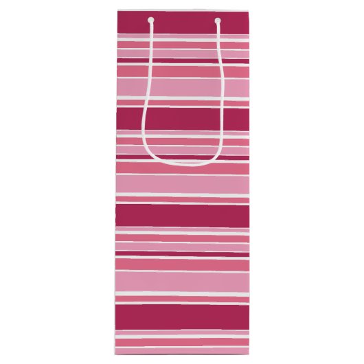Roze strepen wijn cadeautas (Voorkant)