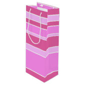 Roze strepen wijn cadeautas (Voorkant Gekanteld)